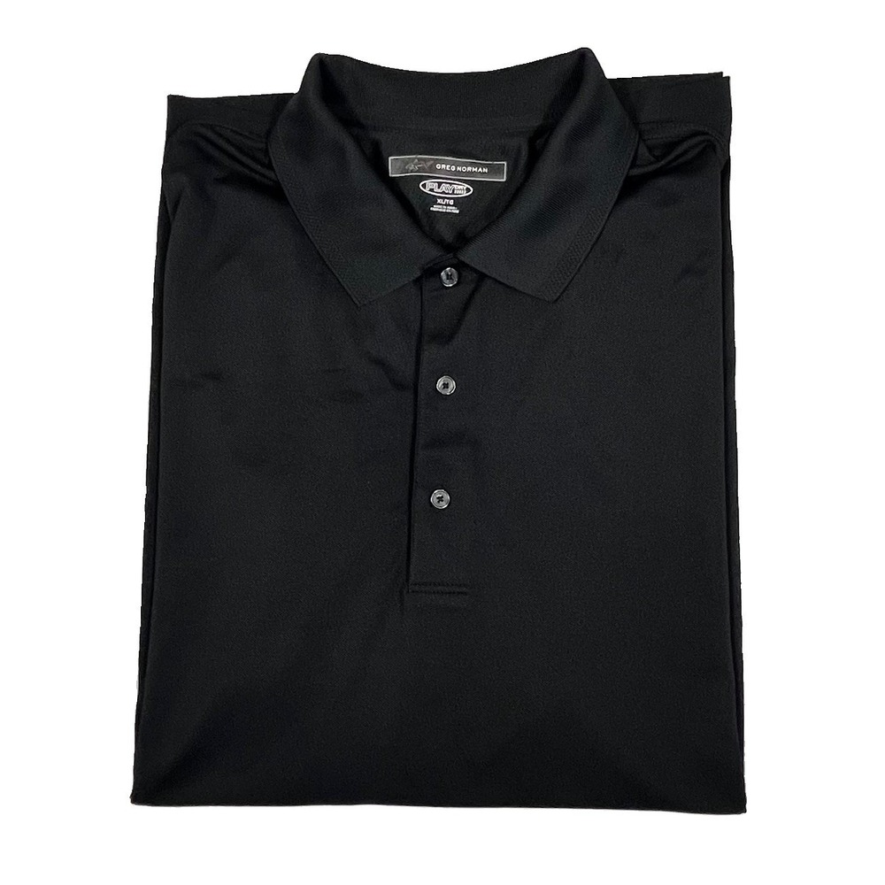 Greg Norman Play Dry Men's XL Black Golf Polo Shirt Short Sleeve Performance Top